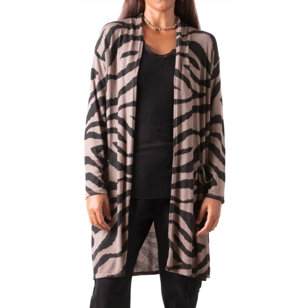 NEW GIGI MODA zebra knit one size cardigan in taupe